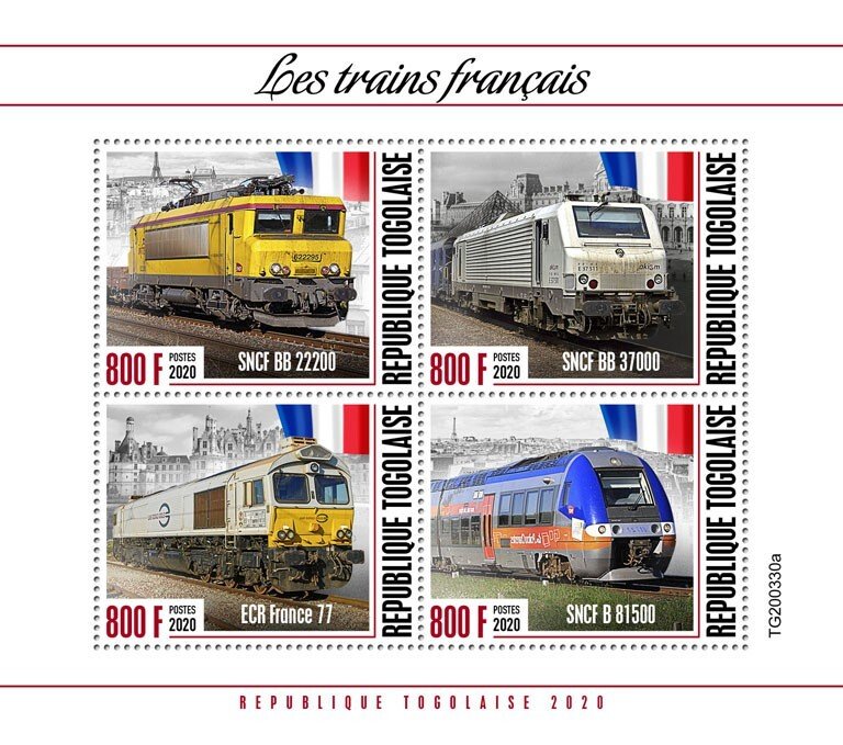 TOGO - 2020 - French Trains - Perf 4v Sheet - Mint Never Hinged