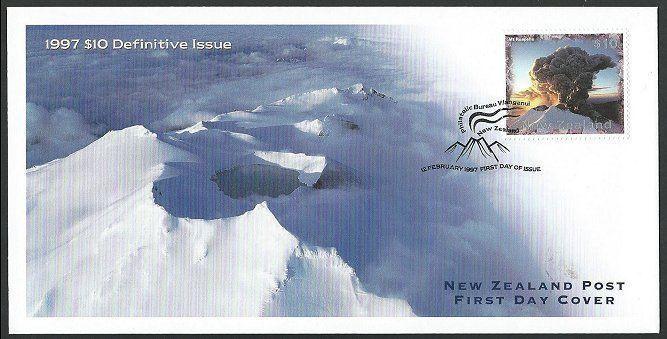 NEW ZEALAND 1997 $10 Mt Ruapehu - volcano - commem FDC, well under face....60639