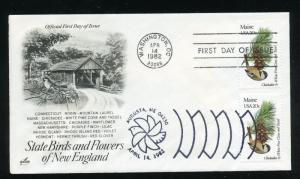 US 1971 State Birds & Flowers - Maine UA ArtCraft FDC, Dual ST & DC Cancels