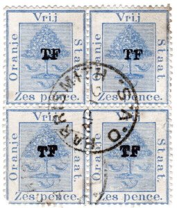 (I.B) Orange Free State Telegraphs : 6d Ultramarine (setting 8)