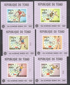 Uu0688 Imperf Chad Olympic Games Munich 1972 Michel Bla53-F53 200 Euro 6Bl Mnh