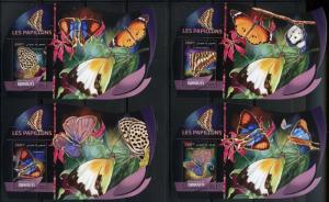 DJIBOUTI 2016 BUTTERFLIES  SET OF FOUR DELUXE SOUVENIR SHEETS MINT NH