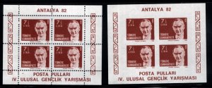 TURKEY Scott 2137c Perf & Imperf MINI SHEET MNH**  1980