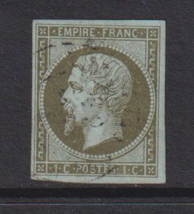 France  #12  used  1860  Napoleon  1c  imperf.