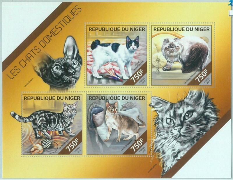 1550 - NIGER, ERROR, 2014 MISSPERF SHEET: Cats