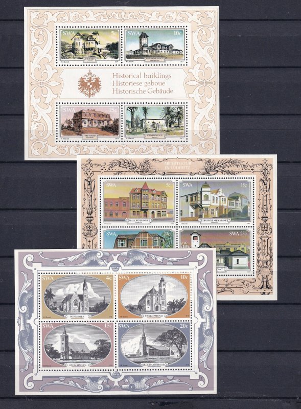 South West Africa SWA 1977-1981 - Historic Houses MNH Sheets # 410a,422a,482a