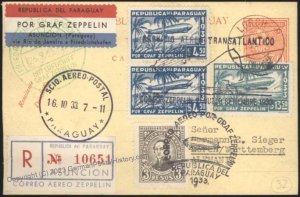 Paraguay 1933 Graf Zeppelin 7.SAF South America Flight Germany Mi341B Err 110736