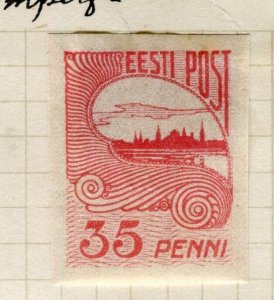 ESTONIA; 1920 early Imperf local issue Mint hinged 35p. value