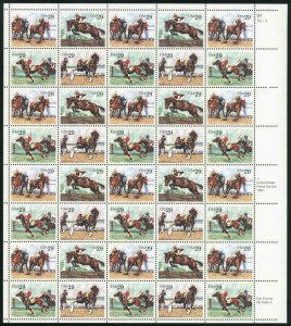 Sporting Horses Sheet of Forty 29 Cent Postage Stamps Scott 2756-59