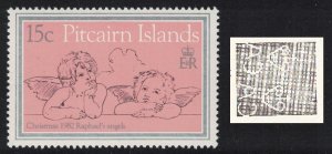 Pitcairn Christmas Angels by Raphael 15c WATERMARK Var 1982 MNH SC#217var