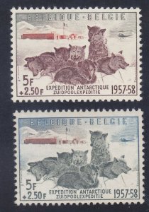 Belgium 605 & 605b MNH OG 1957 Antarctic Expedition Camp (2 Shades) Scv $35.00