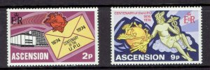 ASCENSION ISLAND - 1974 UPU CENTENARY - SCOTT 179 TO 180 - MLH