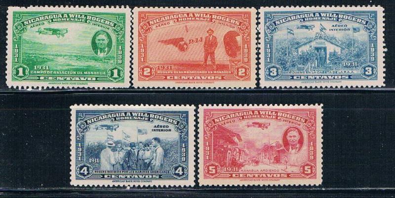 Nicaragua C236-40 MLH set Will Rogers (N0285)