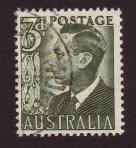 Australia 1951 Sc#233, SG#237d 3d Green KGVI, Kings, Royalty USED