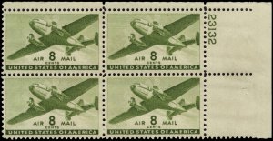 US #C26 8 TRANSPORT MNH UR PLATE BLOCK #23132 DURLAND $1.50