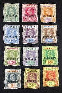 MOMEN: GAMBIA SG #45s-56s SPECIMEN 1902-05 MINT OG H £250 LOT #67997