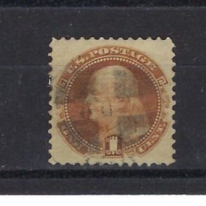 U.S. #112 USED, XF 1 CENT FRANKLIN 1869 GRILLED ISSUE