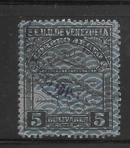 Venezuela #C37 Used 5b Airplane & Map of Venezuela Single