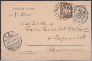 Bavaria - 28.4.1904 uprated postcard to Thuringen (1446)