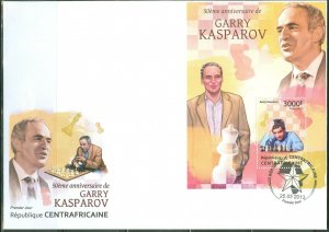 CENTRAL AFRICA 2013 50th BIRTH ANNIVERSARY GARRY KASPAROV SOUVENIR SHEET FDC