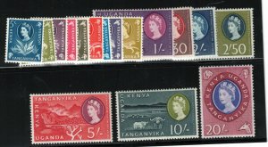 Kenya Uganda Tanzania #120 - #135 Very Fine Never Hinged Set