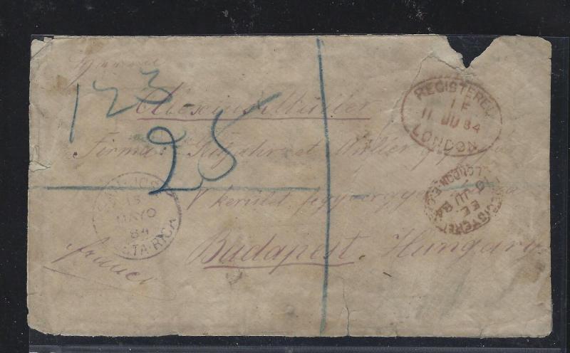 COSTA RICA  (PP2404B) 1883  REG TO HUNGARY  