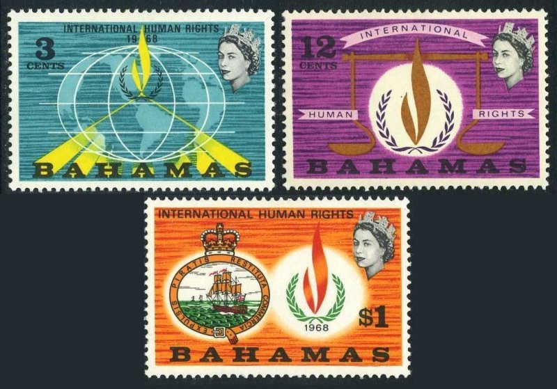 Bahamas 269-271,MNH.Mi 274-276. Human Rights Year IHRY-1968.Flame,Scales,Seal.