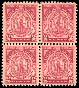 US Sc 682 XF/MNH BLOCK of 4 - 1930 2¢ - Massachusetts Bay Colony - Well Centered