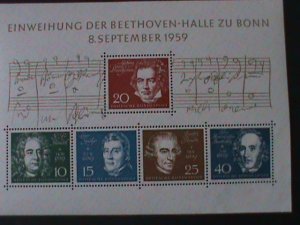 GERMANY-1959 SC#804-OPENING OFBEETHOVEN HALL-HONOR COMPOSERS- MNH S/S-VF