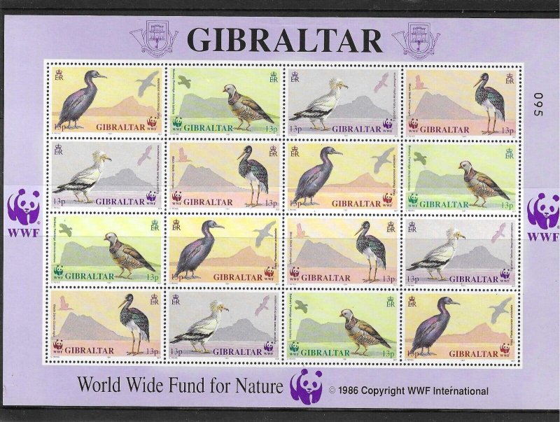 GIBRALTAR SG655/658 1991 BIRDS SHEETLET MNH
