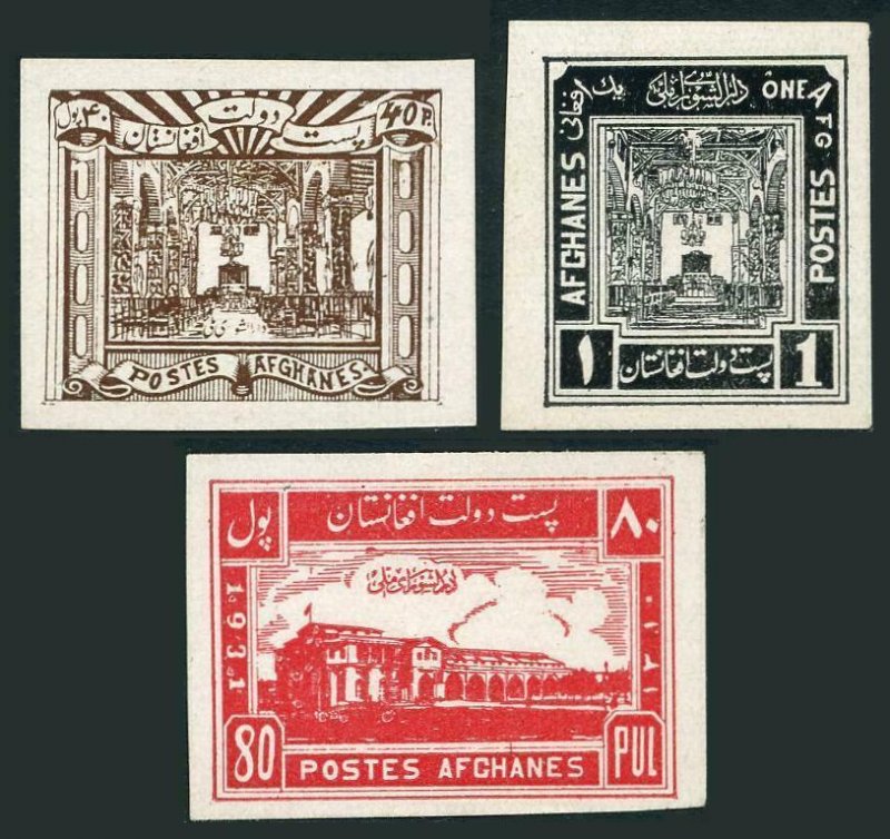 Afghanistan 263,265,266 imperf proof,lightly hinged. National Council,1932.