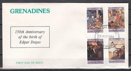 Grenada, Gr., Scott cat. 611-614. Artist Edgar Degas issue. First day cover. ^