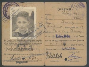 3rd Reich 1934 Hitler Youth HJ Ausweis ID Photo Membership Booklet Revenu 106712