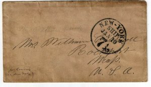 1852 New York SHIP 7cts cancel on incoming cover from BRAZIL, with 2 page letter