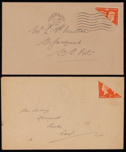 GREAT BRITAIN - GUERNSEY 1941 German Occupation bisect provisional covers.