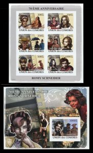 Comoro Is. 1067-68 MNH,   Romy Schneider Imperf Souvenir Sheets from 2009.