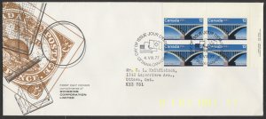 1977 #737 Fort Erie/Buffalo Peace Bridge FDC Plate Block Schering GP Cachet