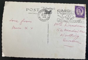 1959 Hounslow England Real Picture Postcard cover To Worthing London Airport Vie 