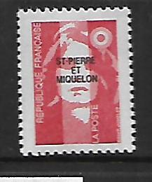 ST. PIERRE & MIQUELON, 544A, MNH, FRANCE OVPTD ST. PIERRE ET MIQUELON