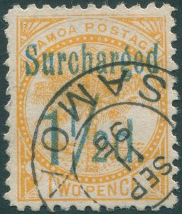 Samoa 1895 1½d on 2d yellow Perf 11 SG75b used