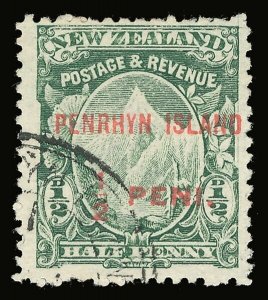 Cook Is. - Penrhyn 1902 ½d green NO STOP AFTER ISLAND very fine used. SG 9a.