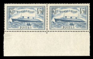 France, 1900-1950 #300a Cat$290, 1936 1.50fr pale blue, horizontal pair, neve...