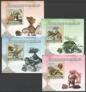 B1352 2008 Guinea-Bissau Fauna Dinosaurs & Minerals 4 Lux Bl Mnh