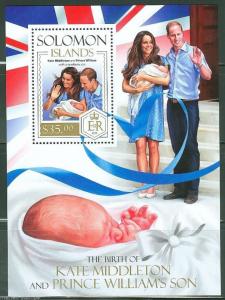 SOLOMON ISLANDS  2013  PRINCE GEORGE BIRTH WITH KATE & WILLIAM  S/SHEET  MINT NH