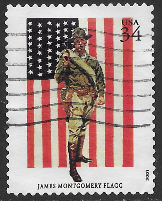 US #3502a  used. James Montgomery Flagg. American Illustrators.