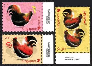 Singapore 1814-1816, MNH. New Year. Year of the Rooster, 2017