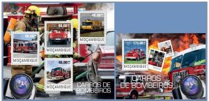 MOZAMBIQUE 2014 2 SHEETS m14425ab FIRE ENGINES FIRE TRUCKS 