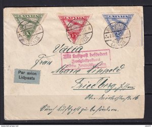 Latvia  1939Airmail Cover to Friedberg through Berlin Full set 15334