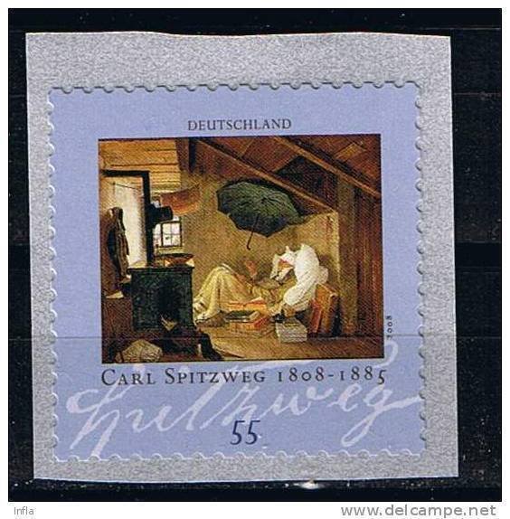 Germany 2008,Scott#2474 MNH,The poor Poet by Carl Spitzweg, s.-adh.