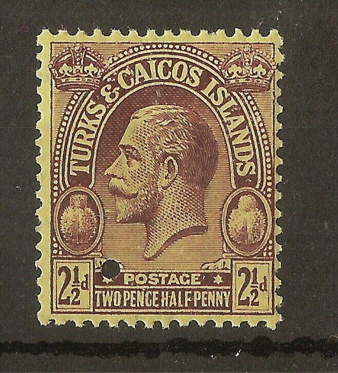 Turks & Caicos 1922 GV 2.5d MNH with Punch Hole